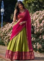 Kanchipuram Pista Green Traditional Wear Weaving Lehenga Choli